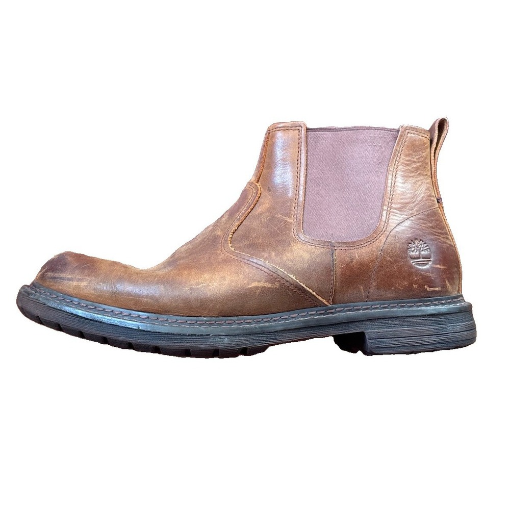 Timberland Men's Larchmont II Chelsea Boots Brown Leather Size 11.5 - Picture 1 of 7